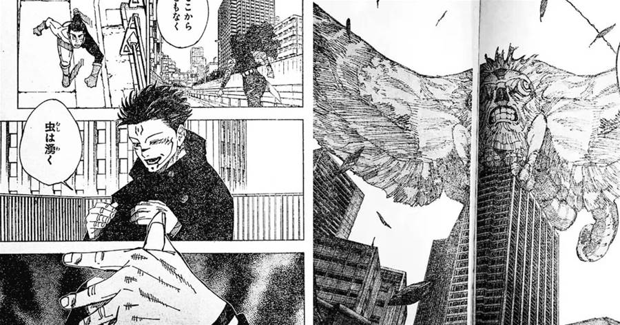 《呪術迴戰》213話：宿儺附身伏黑，暴揍虎杖召喚巨大的鵺，展現十影真實威力